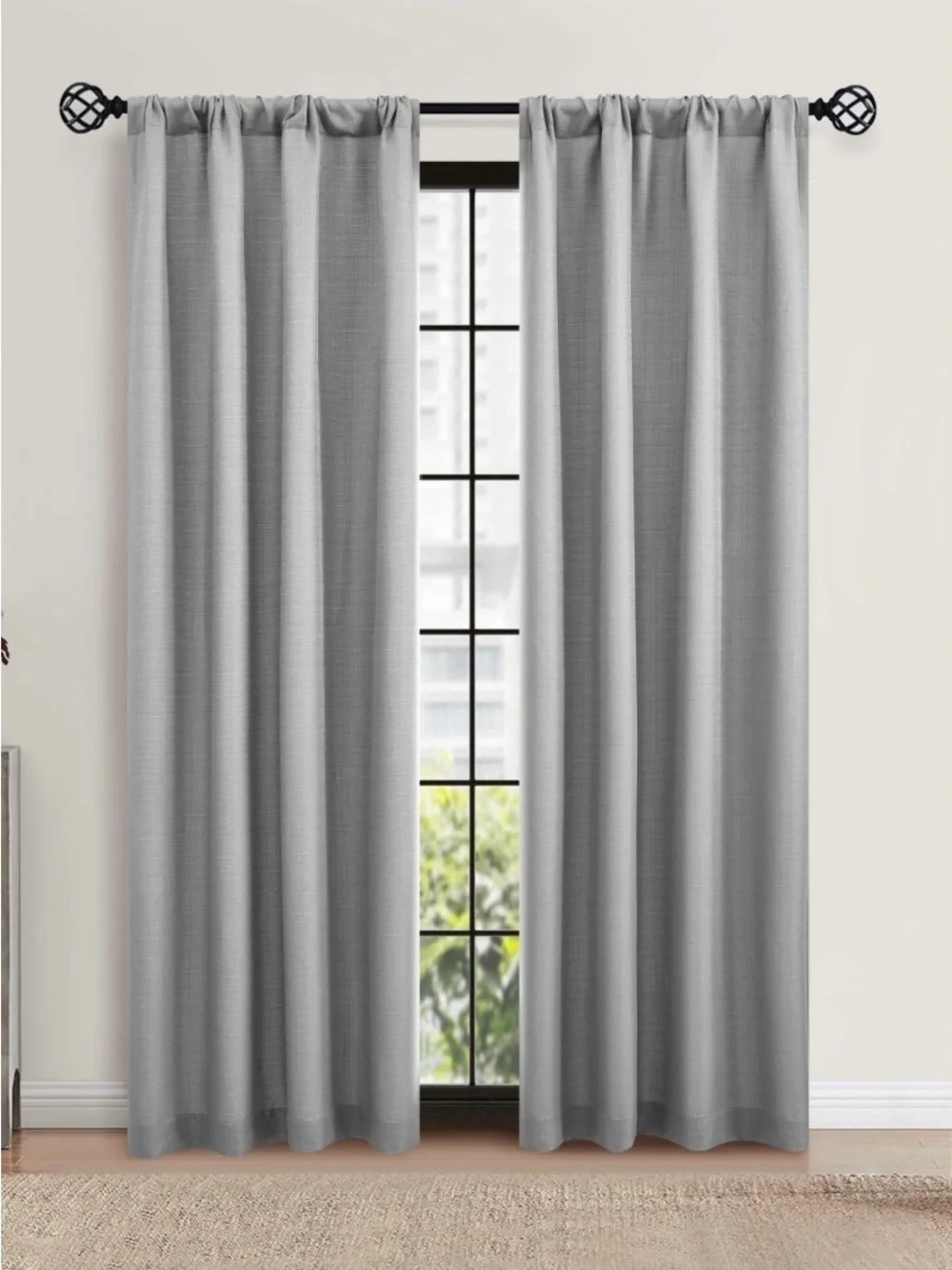 Mainstays Textured Curtain Panels Set 2 Silver Gray 40x84 Light Filtering